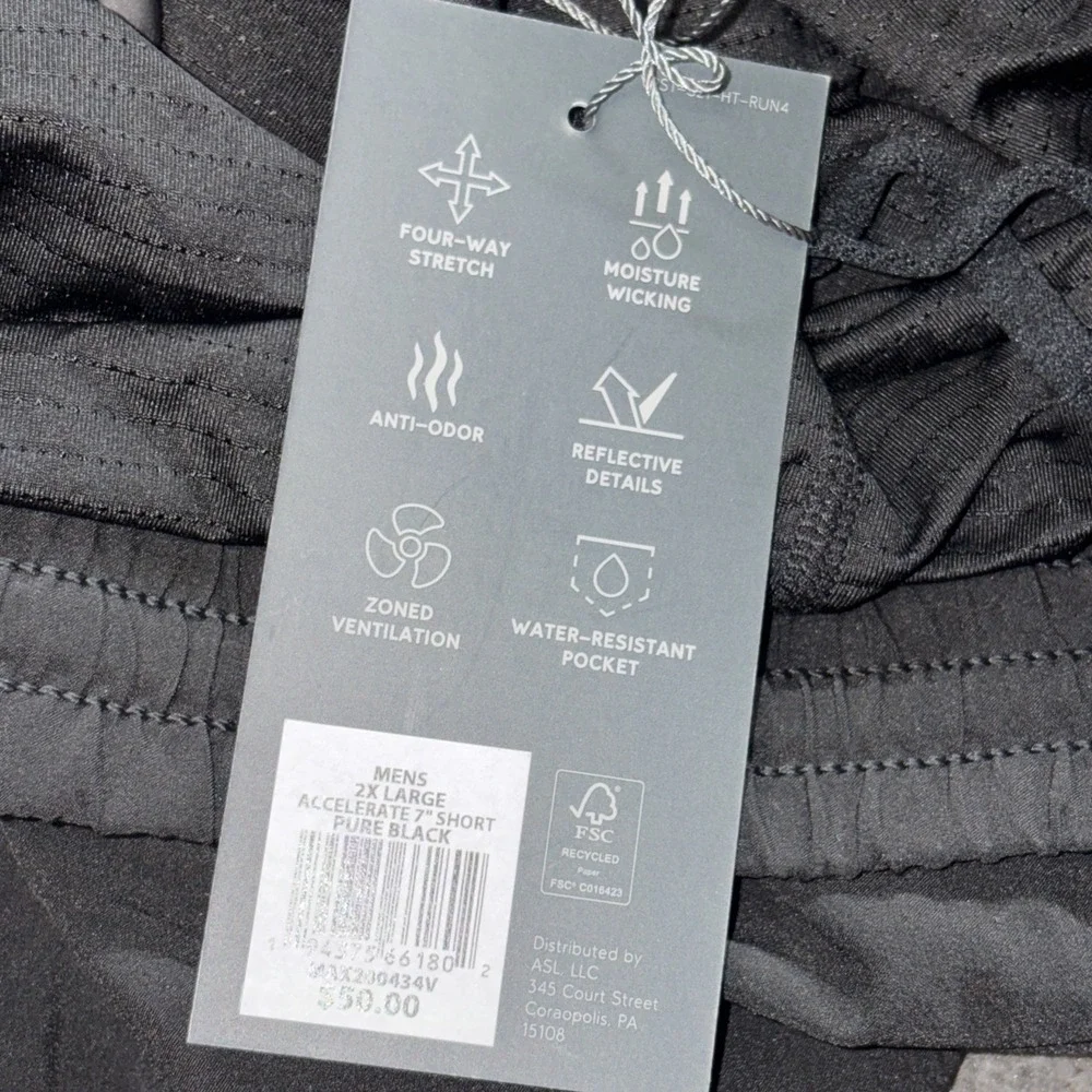 VRST Men's 7'' Run Shorts, 2XL, Black Training‎ Running 16974